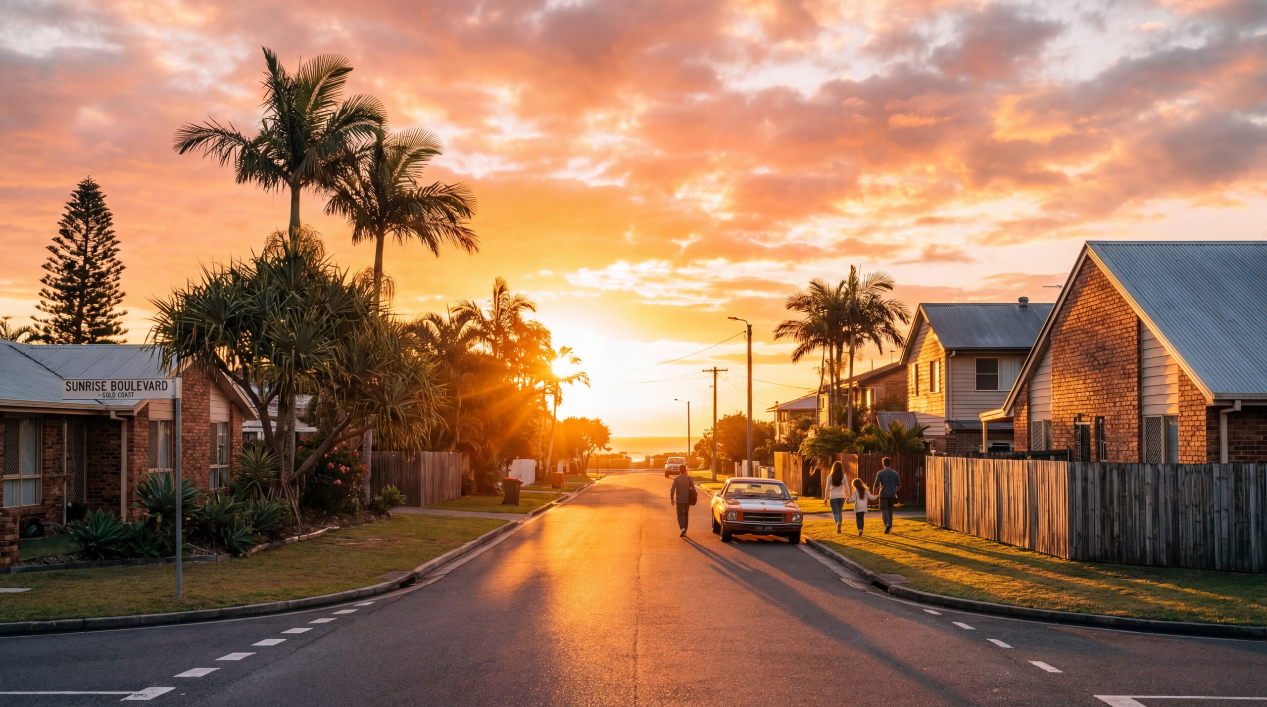 Avenue Society coastal neighbourhood at sunset